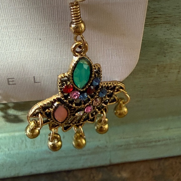 EUC Gold and Multicolor Chandelier Earrings - Picture 3 of 7